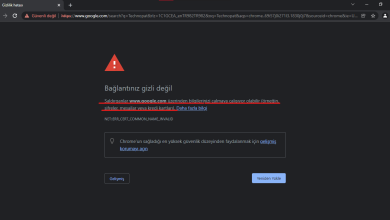 Google Chrome Bağlantınız gizli değil hatası