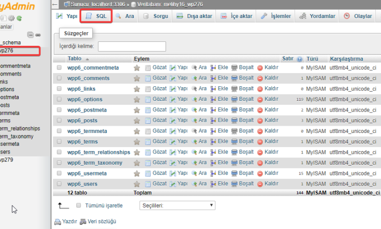 Phpmyadmin Toplu Değiştirme