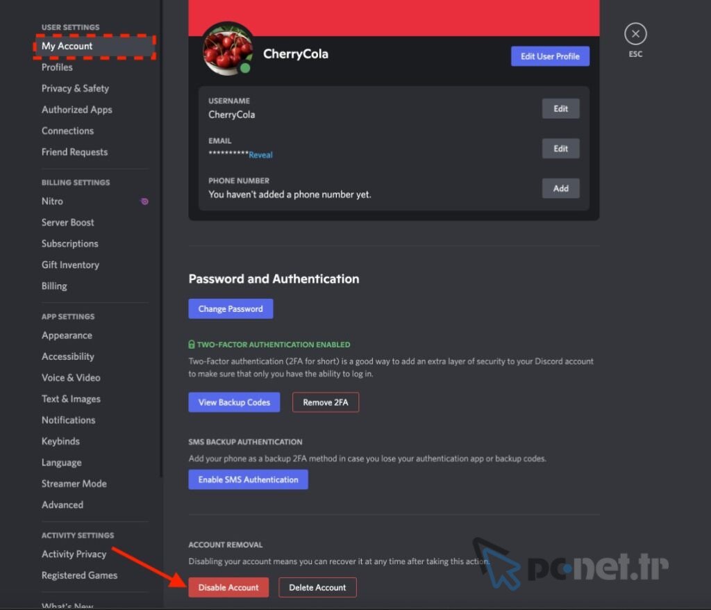 discord hesap silme