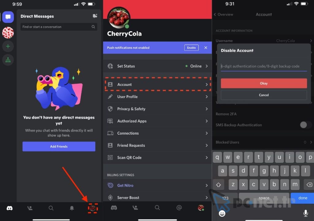 discord hesap silme